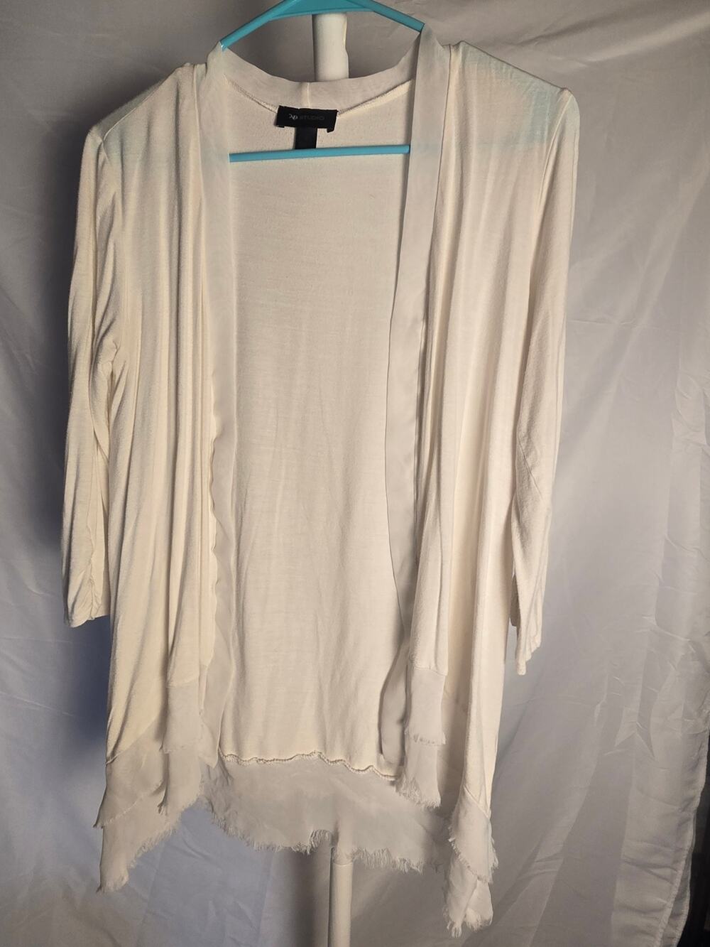 AB Studio White Open-Front Women's Cardigan Sweater Size Medium